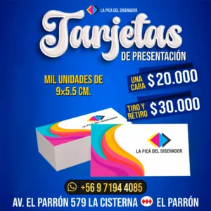 Trajetas de presentación 1000 Unid. — Imprenta ChileImprime