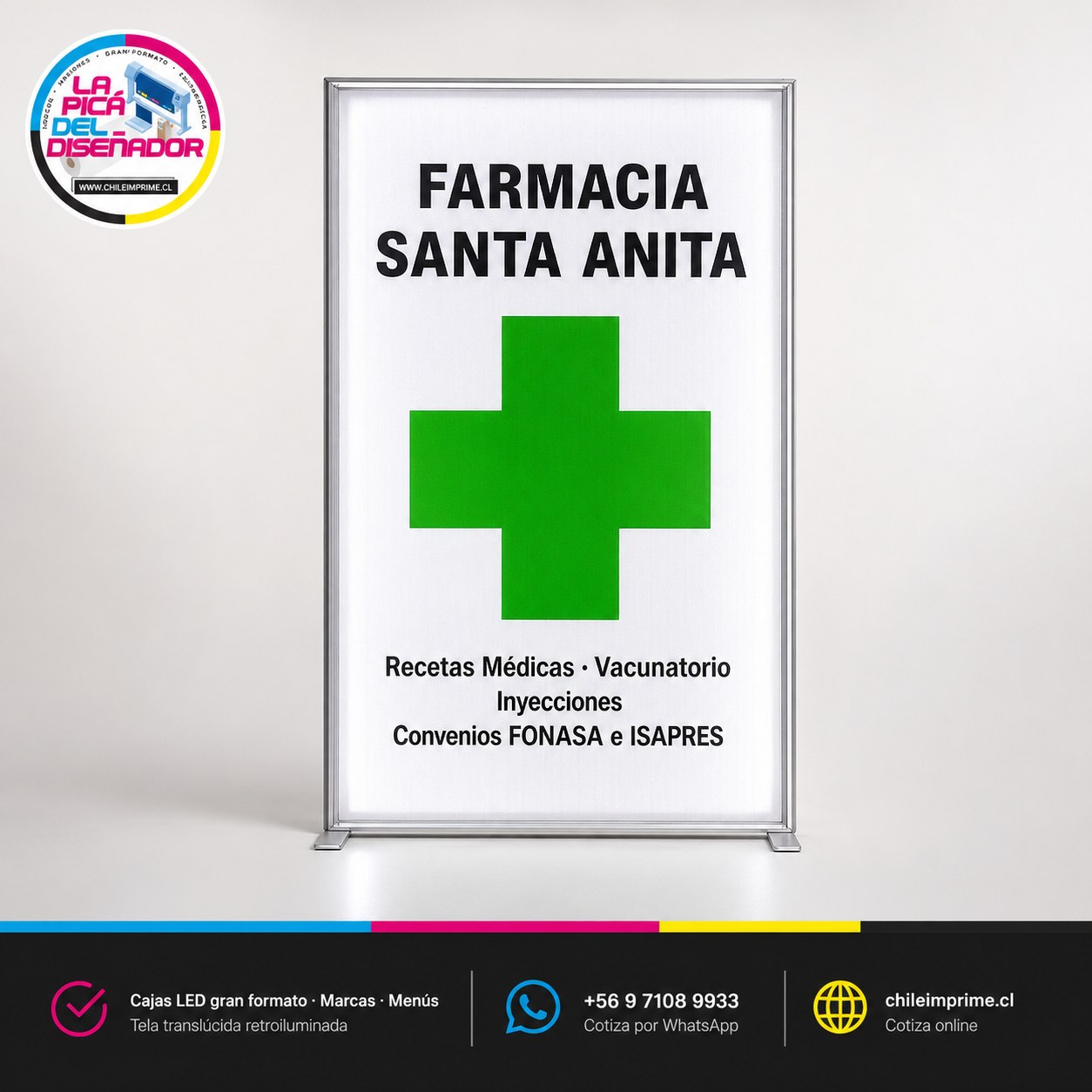 Impresión Back Light Banner Tela Translúcida — Letreros Retroiluminados - La Imprenta más económica en Santiago - Metro El Parrón | La Pica del Diseñador