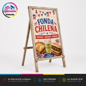 Paloma Publicitaria 100x200 cm Una Cara — XXL Caballete Madera Reforzado — Impresión de Palomas Publicitarias con Caballete Madera ChileImprime
