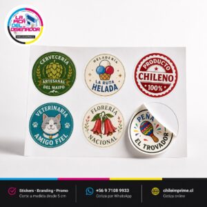Impresión Vinilo Adhesivo Troquelado a Medida — Stickers desde 5 cm — Impresión de Vinilos Adhesivos por Metro Cuadrado ChileImprime