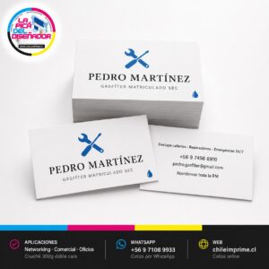 Impresión Tarjetas de Presentación 1.000 Unid. Tiro y Retiro Couché 300g — Imprenta de Flyers y Tarjetas: Impresión a Todo Color ChileImprime